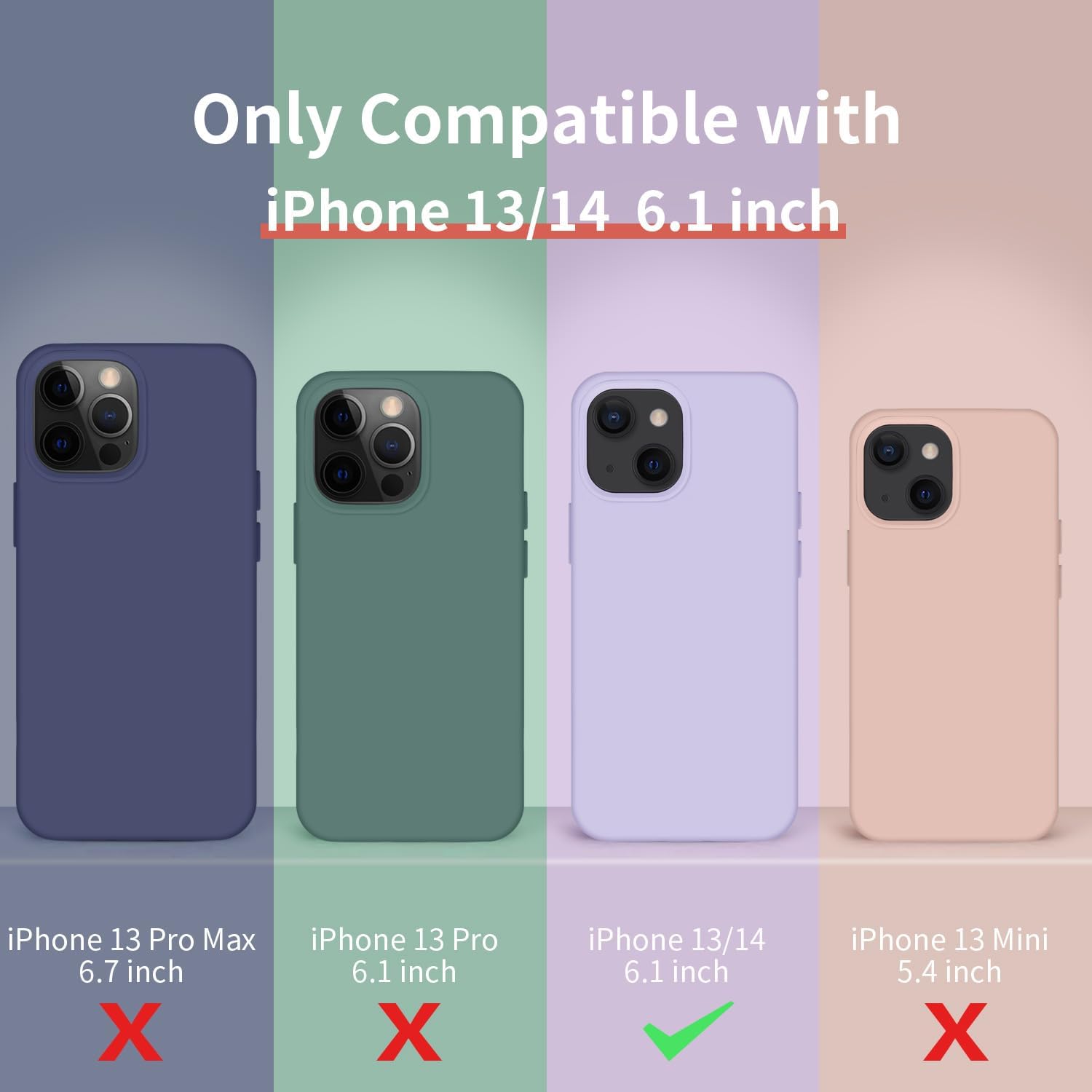 Cordking Funda para iPhone 13, iPhone 14, funda de silicona ultra delgada, a prueba de golpes, con forro de microfibra suave antiarañazos, 6.1