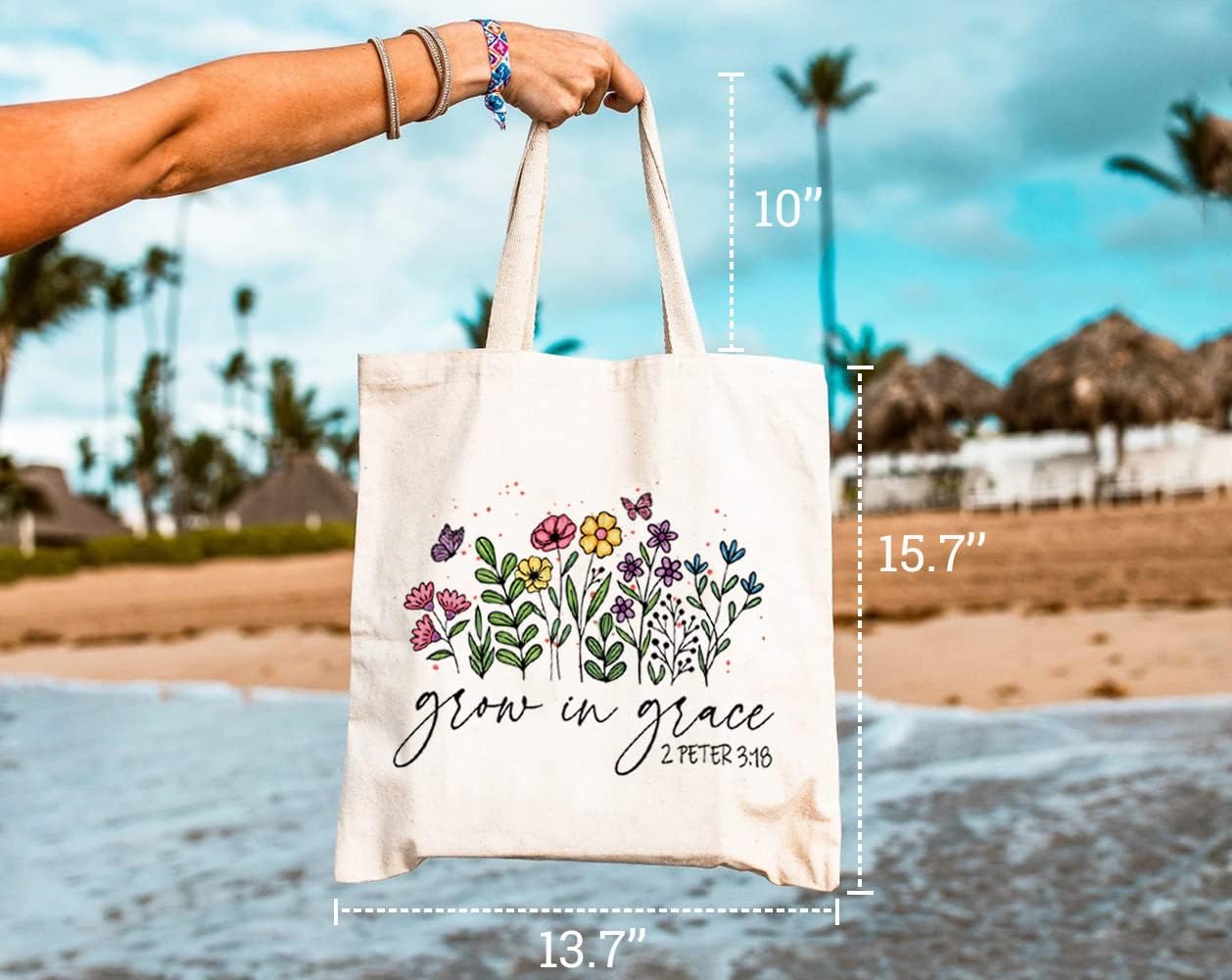 GXVUIS Grow In Grace – Bolsa de lona con diseño de flores silvestres para mujeres, reutilizable, ecológica, bolsas de compras para comestibles,
