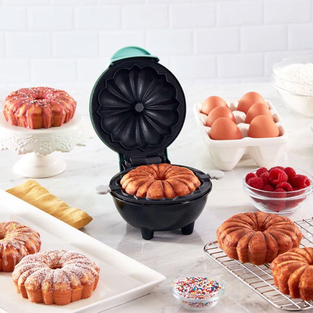 Mini Bundt – Máquina para hacer pasteles de lava, tostadora, máquina de pastel de lava giratoria eléctrica de 350 W para pastel de chocolate, pastel