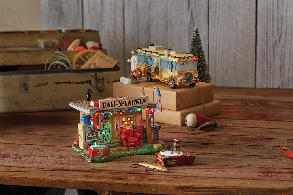 Department 56 Snow Village Xmas Vac Venta de la tienda de cebos Edificio ligero