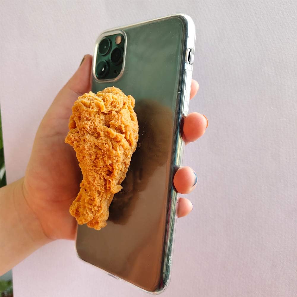 Laugwey Funda protectora para iPhone, bonita y divertida funda protectora de TPU suave transparente con forma de pata de pollo frito 3D súper real y