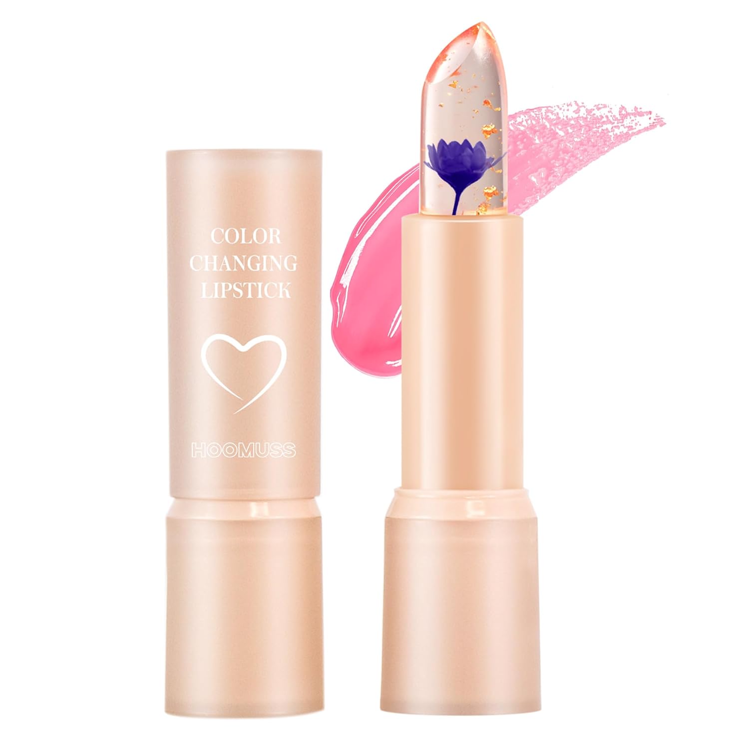 Bálsamo labial de flores, lápiz labial que cambia de color para una sombra rosa perfecta, bálsamo labial de pH único para tus labios, bálsamo de