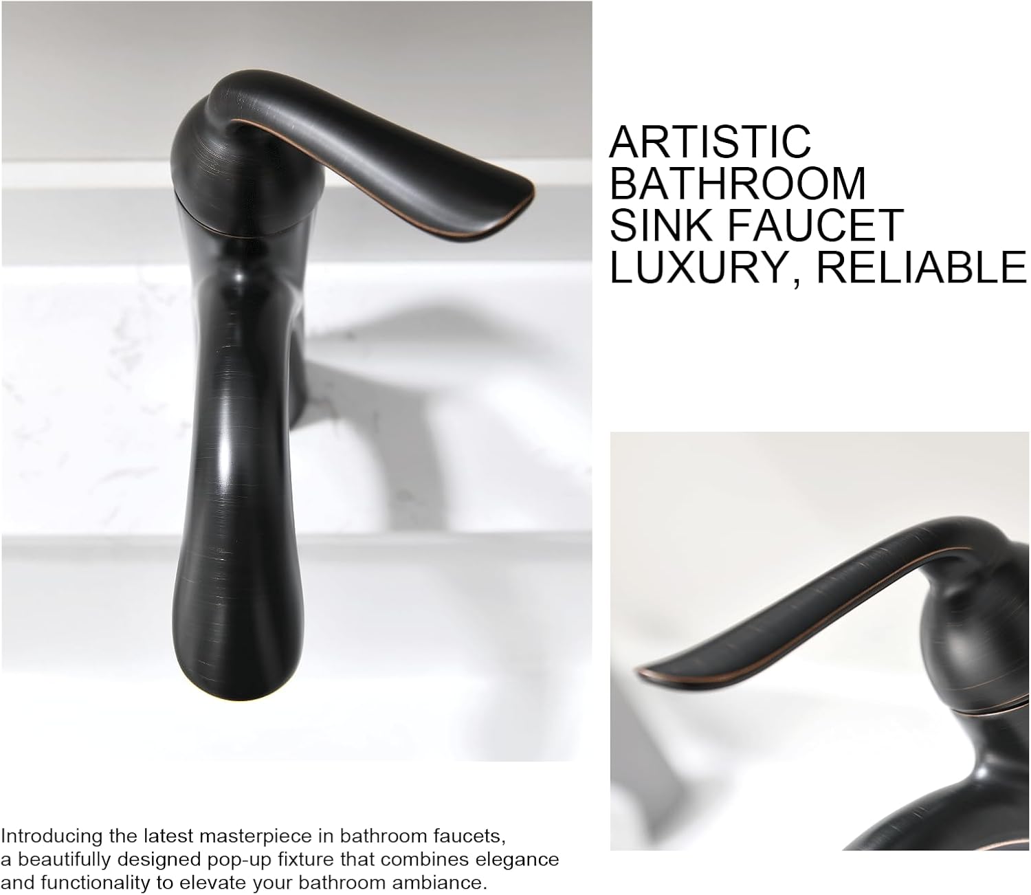 Lava Odoro – Grifo de baño de bronce aceitado con una sola manija, grifo de lavabo de bronce antiguo de un solo agujero, grifo de tocador de bronce