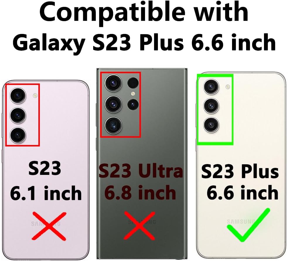 Funda para Galaxy S23 Plus, Samsung Galaxy S23 Plus, con protectores de pantalla HD y funda para cámara, grado militar de 16 pies. Funda a prueba de