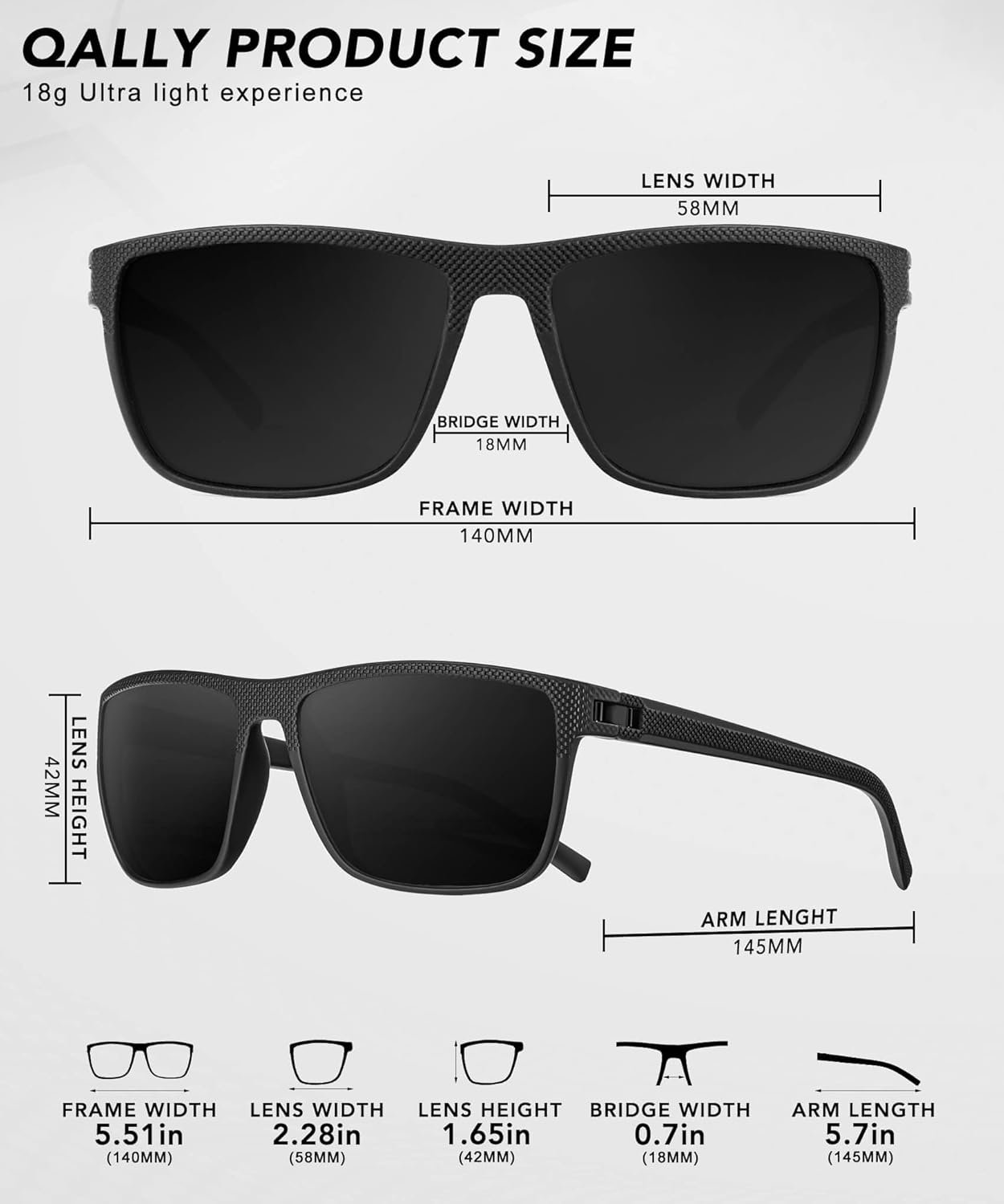 Gafas de sol polarizadas para hombre, ligeras, cuadradas, para conducir, deportes, con protección UV400