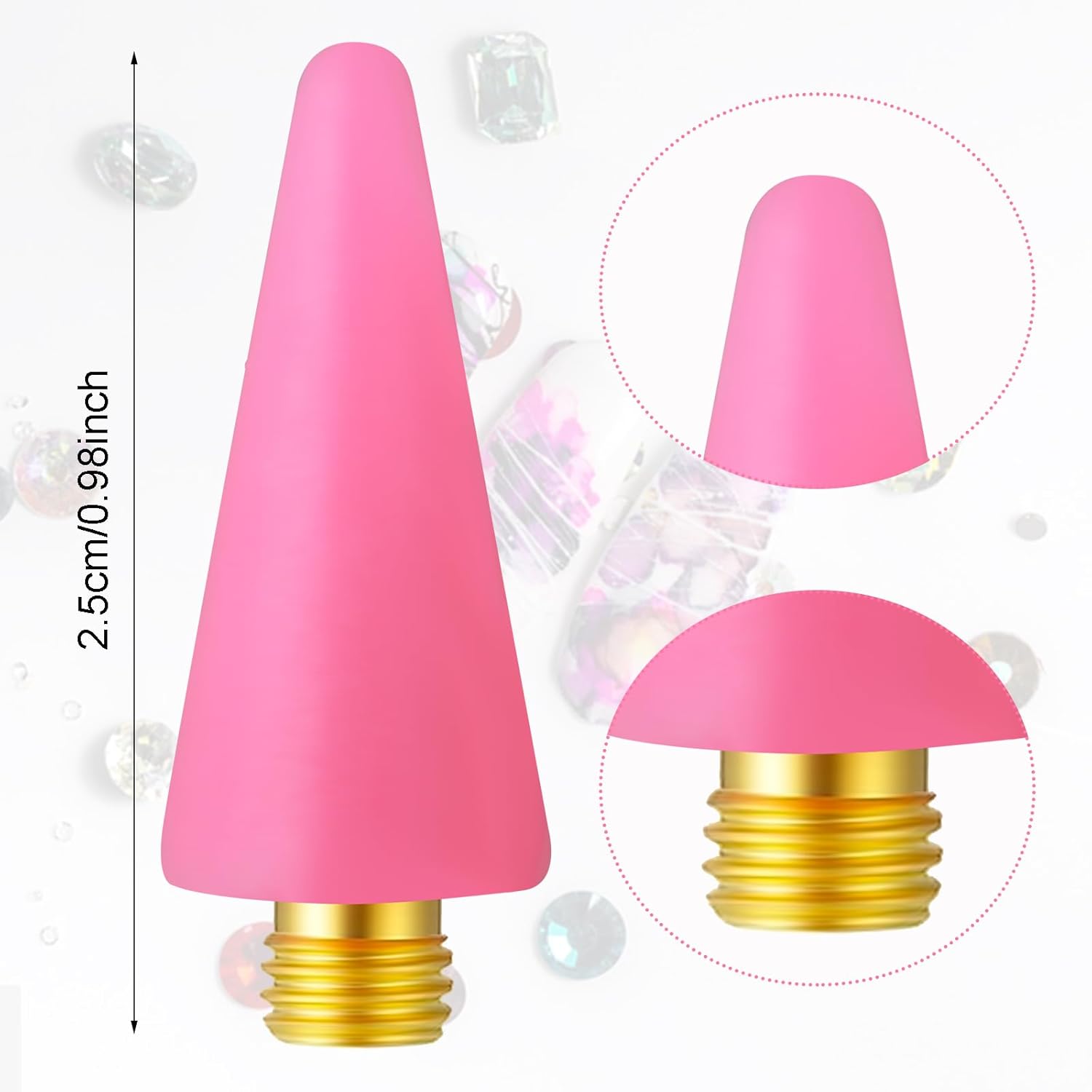 12 piezas de puntas de cabeza de repuesto de cera de diamantes de imitación, herramienta para puntear de uñas, para recoger gemas de uñas, lápiz de