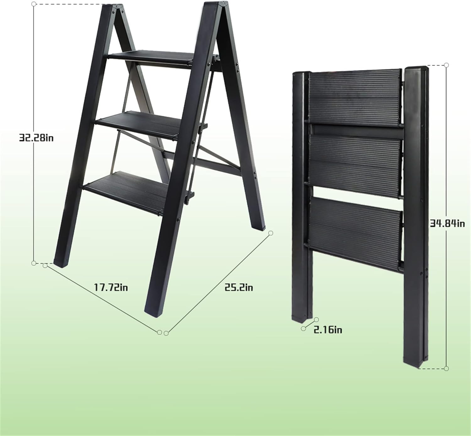 Taburete plegable de escalera de 3 escalones, escalera plegable antideslizante con pedal expandido, para uso en casa y oficina, taburete de cocina