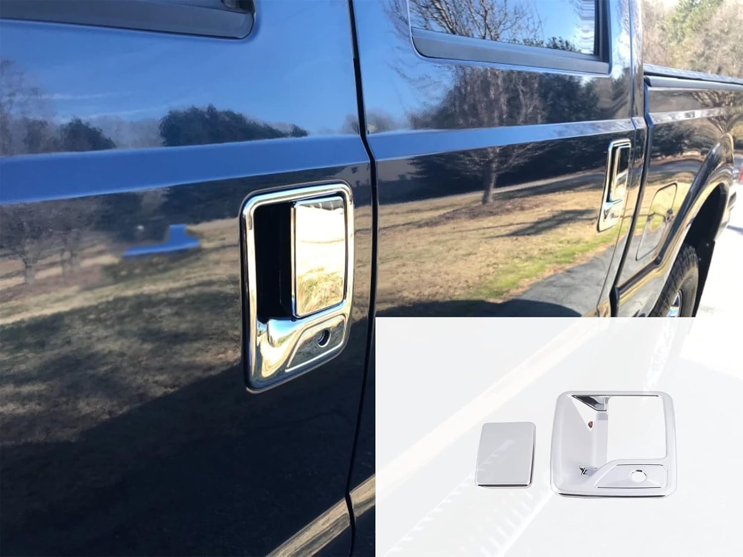 AUCERAMIC Tapas cromadas para manijas de puerta, compatibles con Ford F250 F350 F450 F550 Super Duty 2000-2005 para Ford Excursion 4 puertas sin