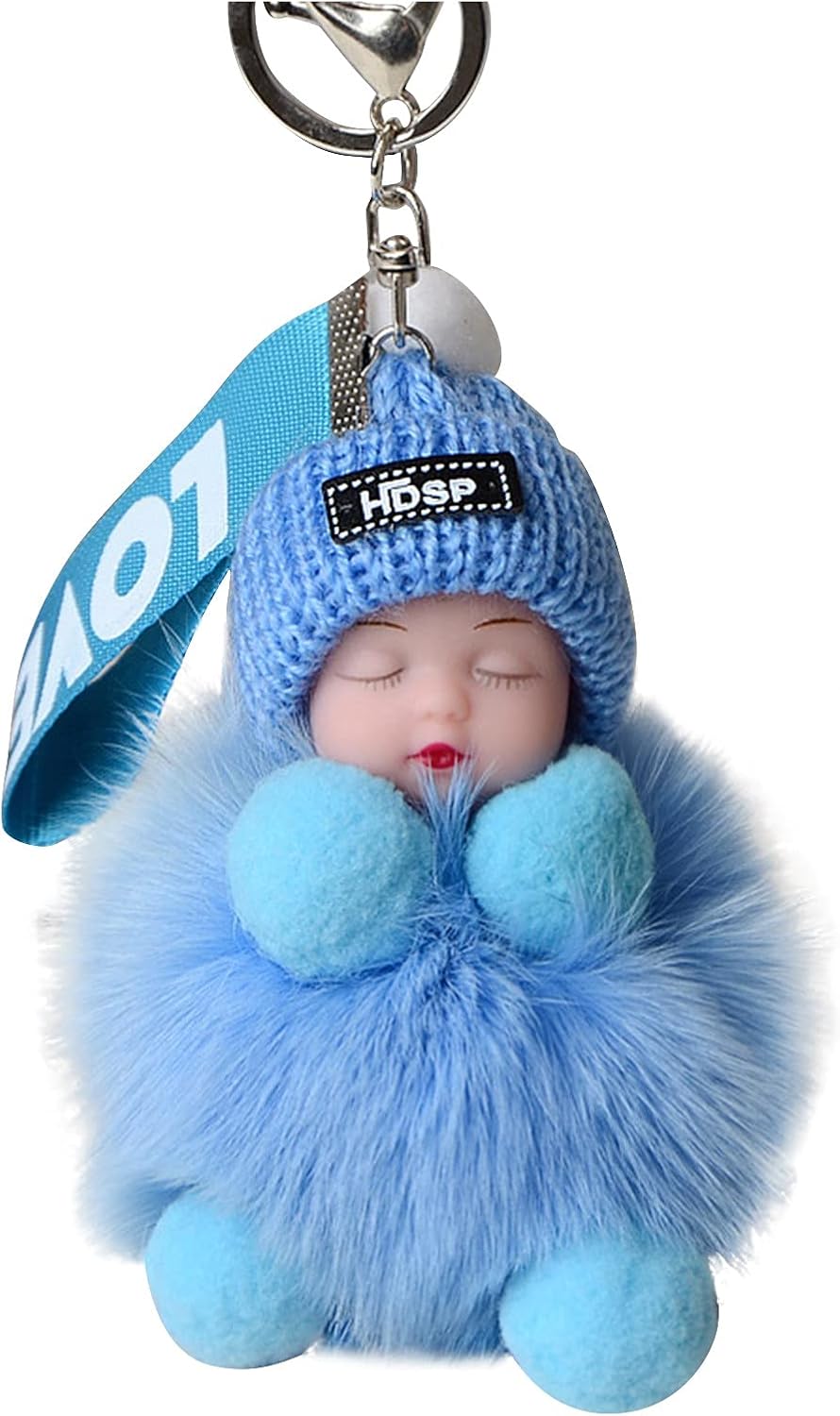 Dormir para bebés Colgantes adecuados para bebés, bolsos de coche, llavero con llavero peludo para dormir o