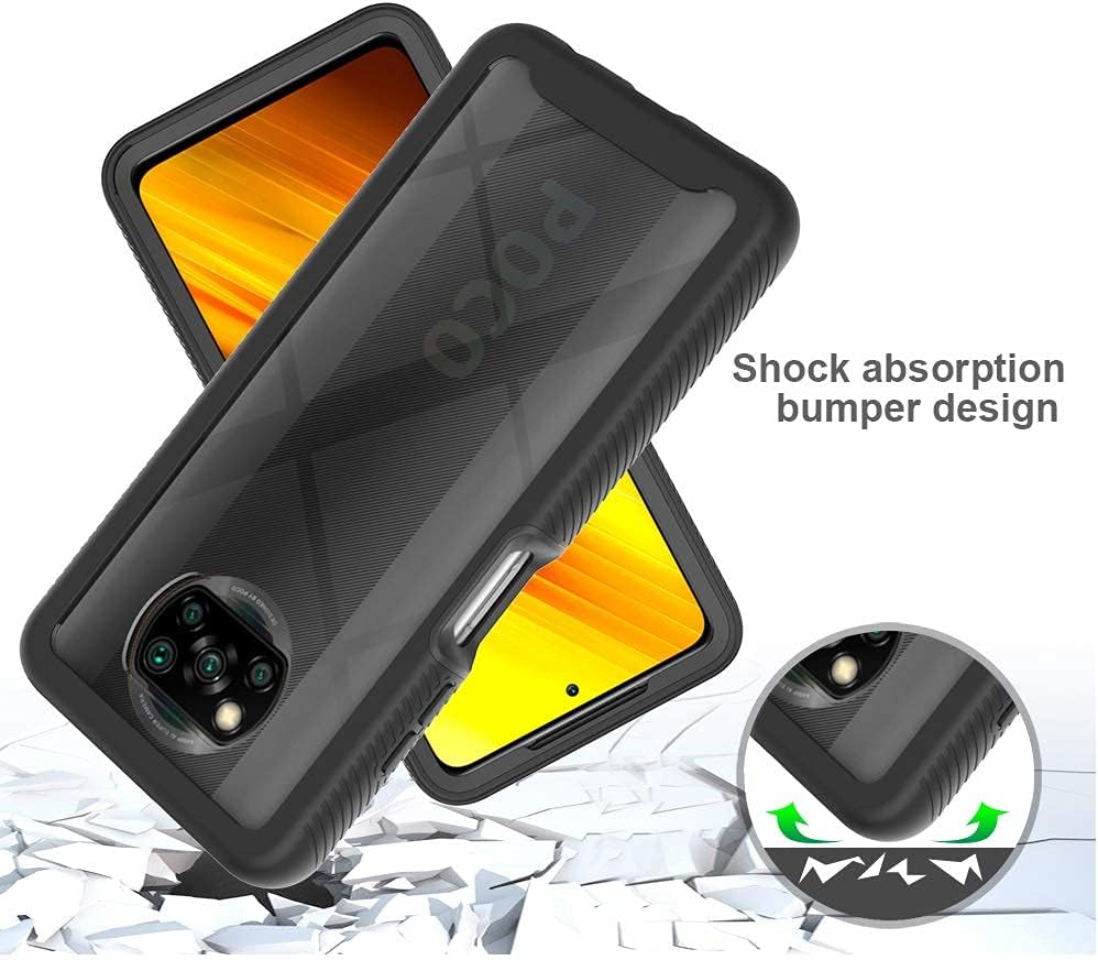 Asuwish Funda de teléfono para Xiaomi Poco X3 ProPocoX3 NFCPoco X3 con protector de pantalla de vidrio templado híbrido resistente resistente