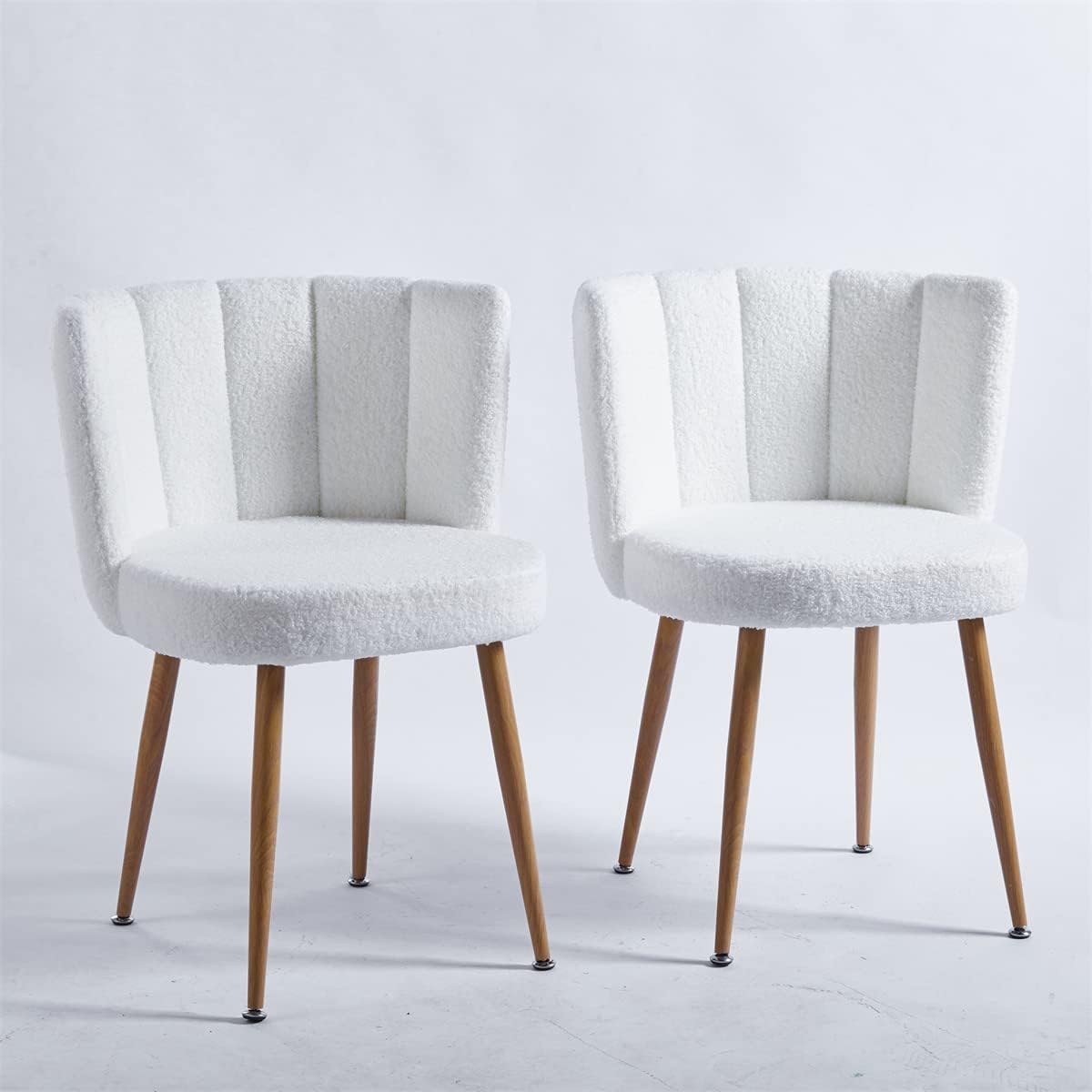 Juego de 2 sillas decorativas, silla de sala de estar, silla de ocio con patas de color madera, sillón tapizado de tela con respaldo copetudo, silla