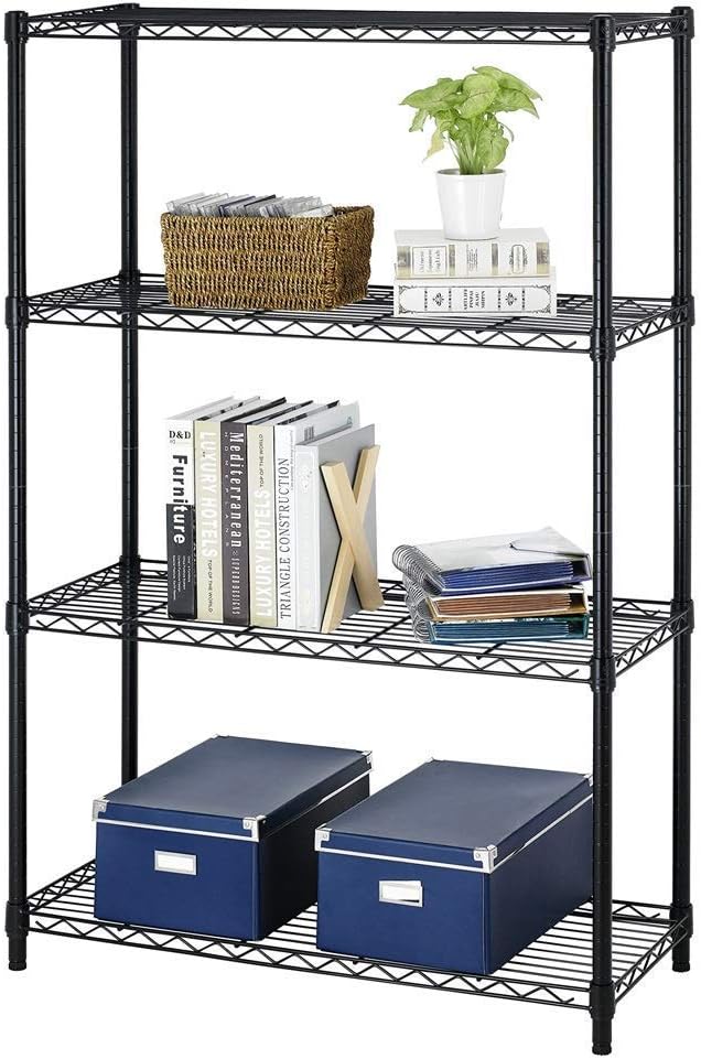 Estantería de alambre de 4 estantes para garaje, resistente, altura ajustable, organizador de estantes de alambre con certificación NSF, comercial,