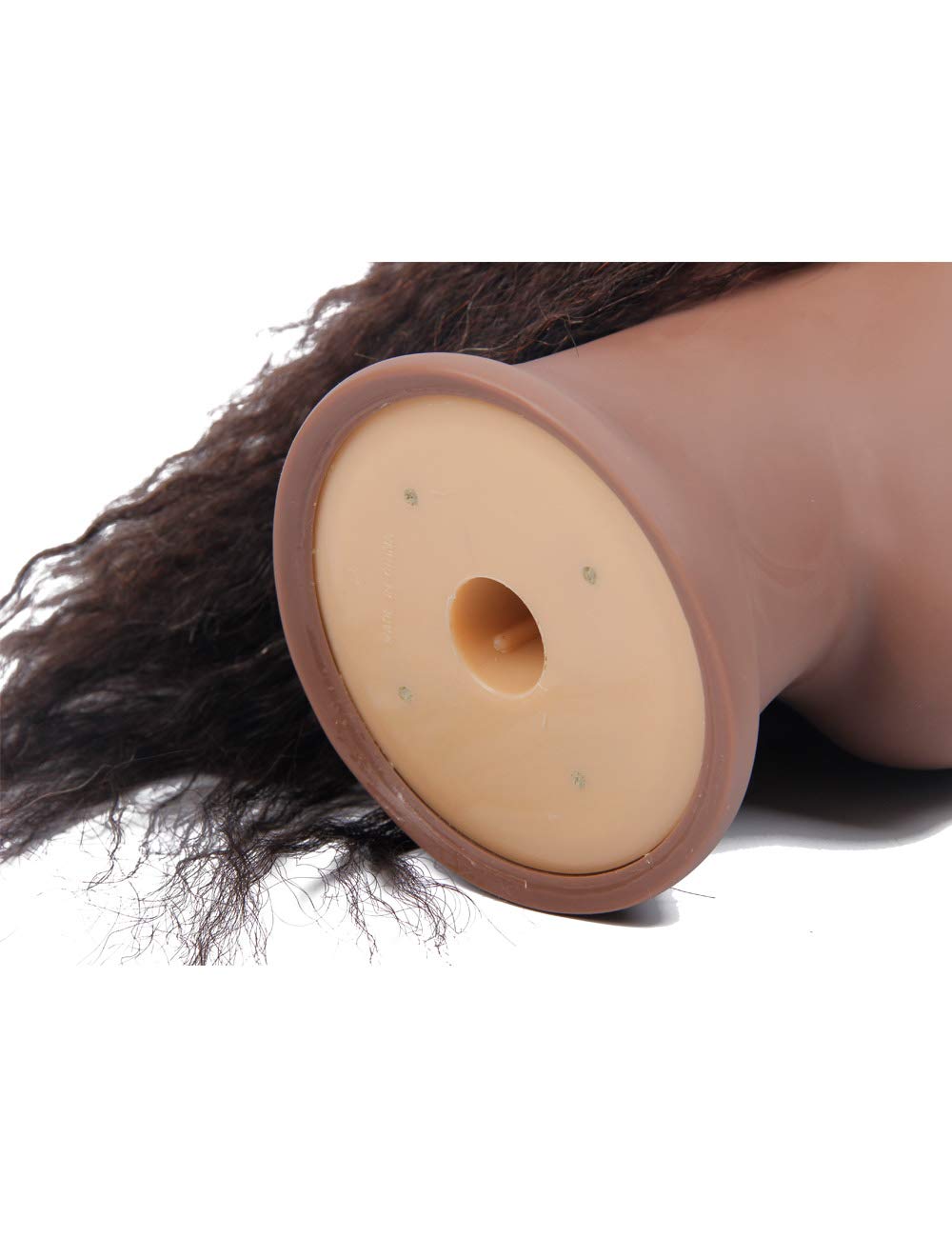Cabeza de maniquí afroamericano con cabeza de maniquí 100 % de cabello humano con soporte para peinar el cabello, soplado de cabello, trenzar (recto