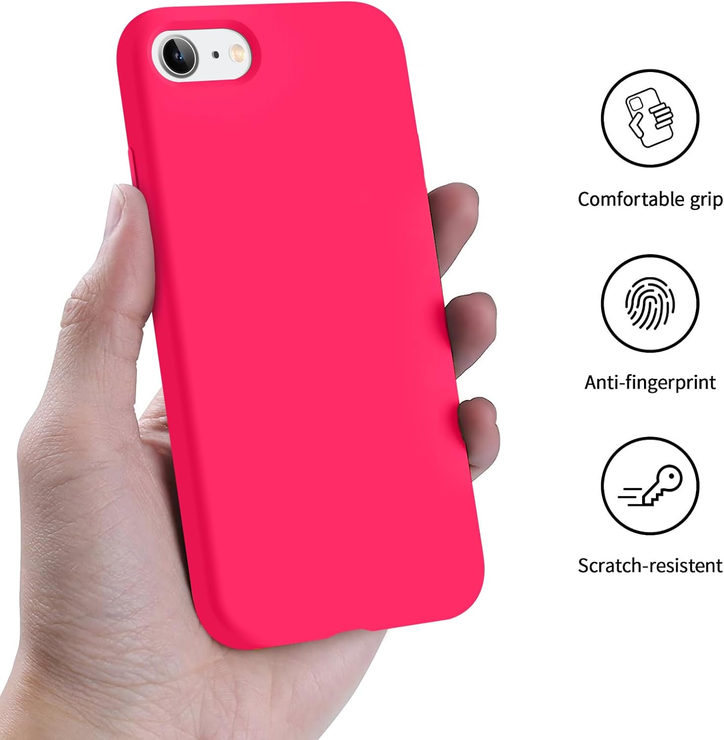 AOTESIER Funda compatible con iPhone SE y iPhone 8 de 4.7 pulgadas, sedoso al tacto, goma de silicona suave de alta calidad, antihuellas, cuerpo