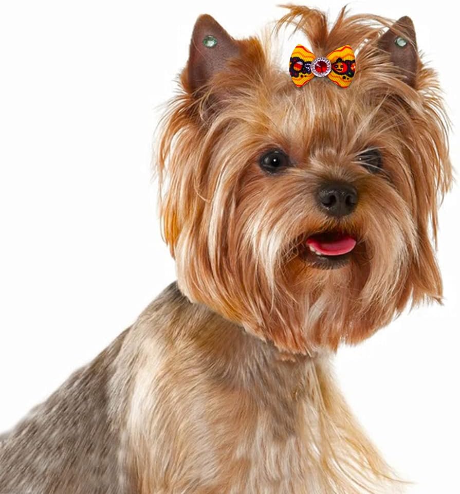 20 unids10 pares de lazos para el pelo de perro para Halloween, lazos de diamantes de imitación, lazos brillantes para cachorros, accesorios de aseo