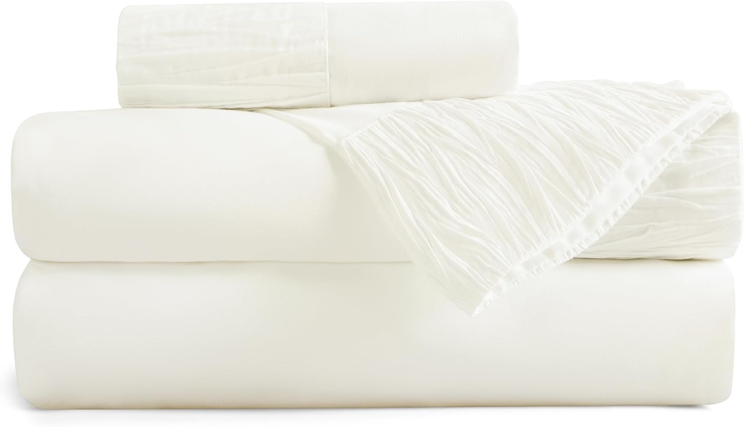 Bedsure Sábanas para dormitorio individual XL, sábanas suaves extra largas para cama individual, 3 piezas, sábanas de lujo marfil de hotel, tamaño