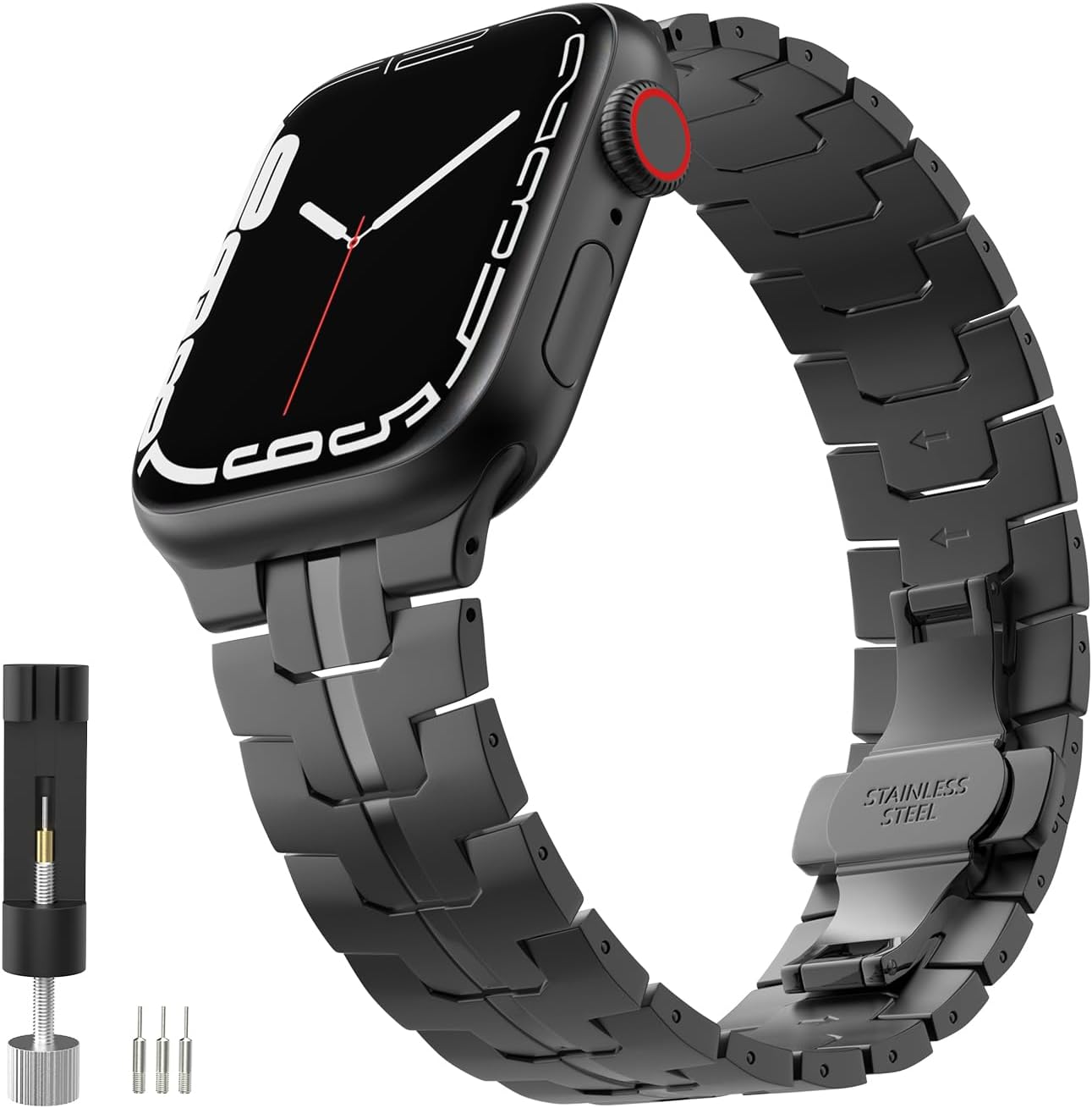 MoKo Metal Strap Compatible with Apple Watch Ultra2 Ultra 49mm Series 987654321SE 454442mm, Adjustable Watch Band Stainless Steel Wristband with