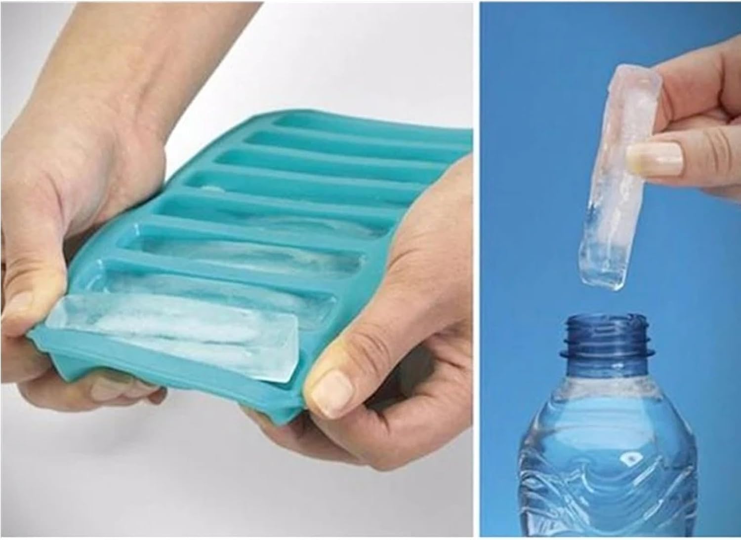 Bandeja de cubitos de hielo para congelador, botella de agua estrecha de silicona, bandeja para cubitos de hielo, bandeja flexible para palitos de