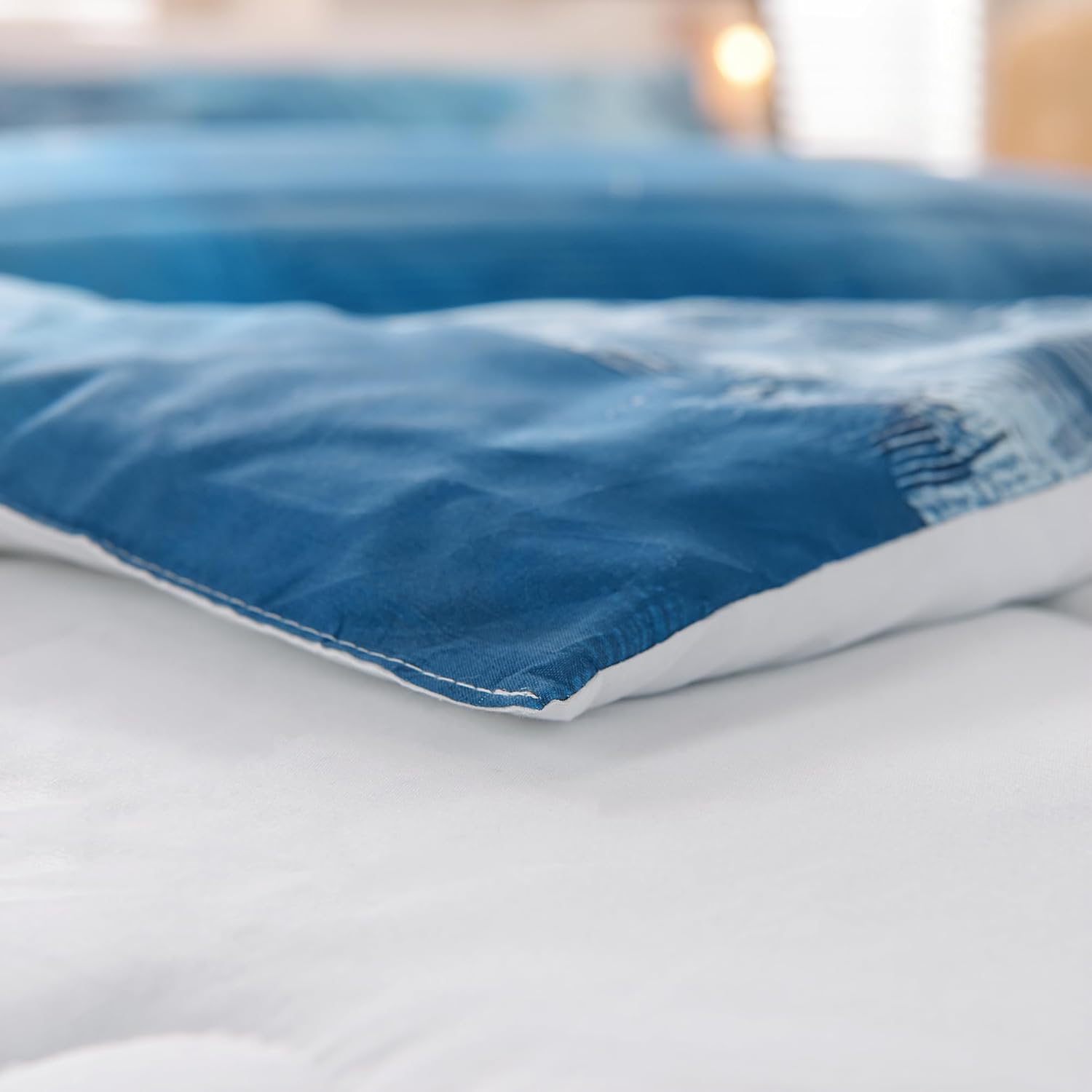 Ylehoc Juego de edredón turquesa y verde azulado, juego de ropa de cama geométrica de 3 piezas, 1 edredón de pintura y 2 fundas de almohada para