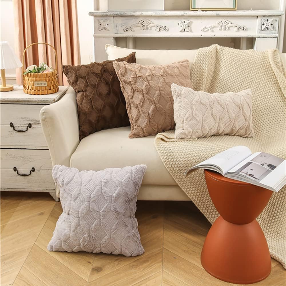 Juego de 2 fundas de almohada decorativas de 12 x 20 pulgadas, suave felpa de terciopelo de lana corta, funda de cojín amarilla para sofá,