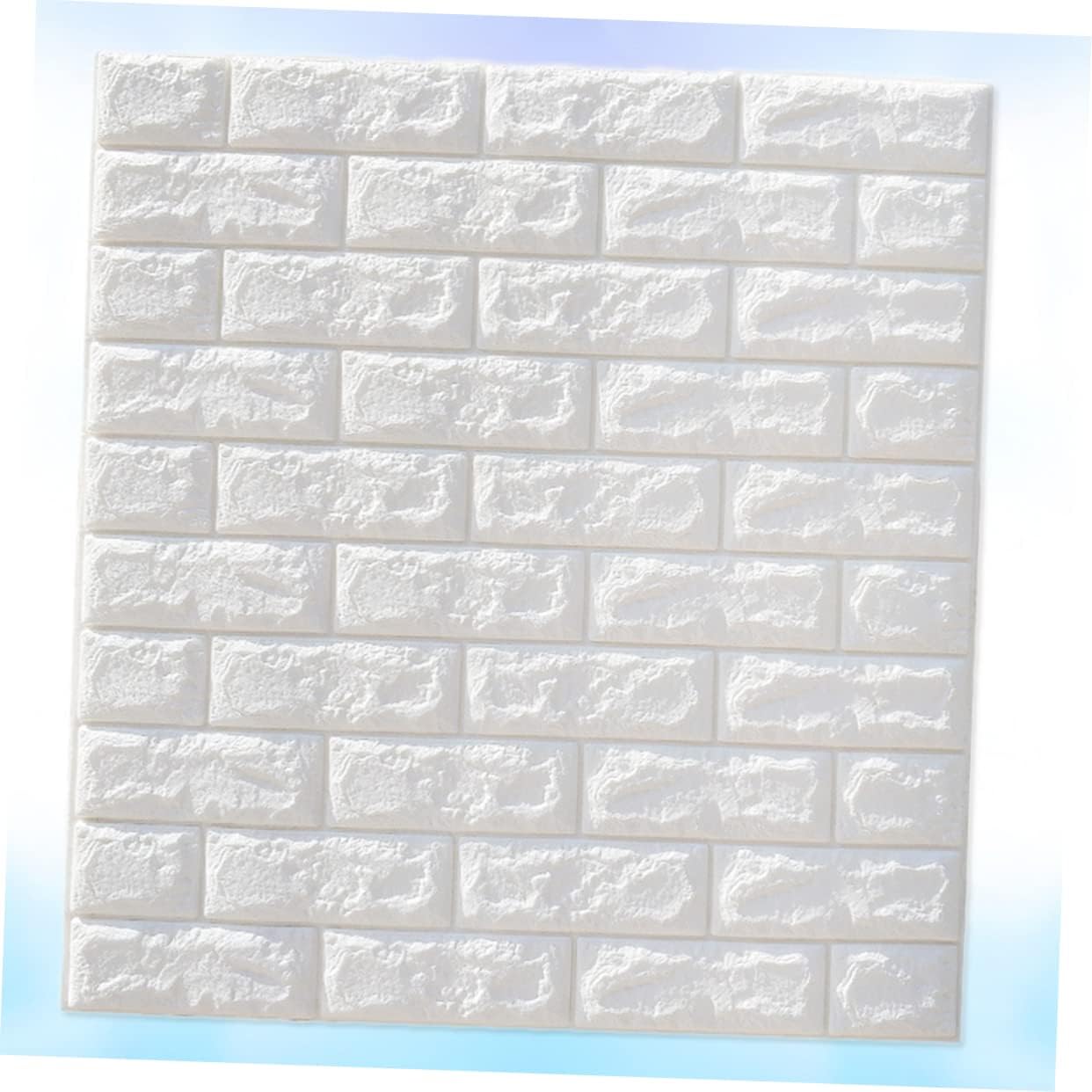 Angoily Paneles de pared de espuma, adhesivos para piso, decoración blanca, papel tapiz de ladrillo, despegar y pegar, paneles de pared 3D para