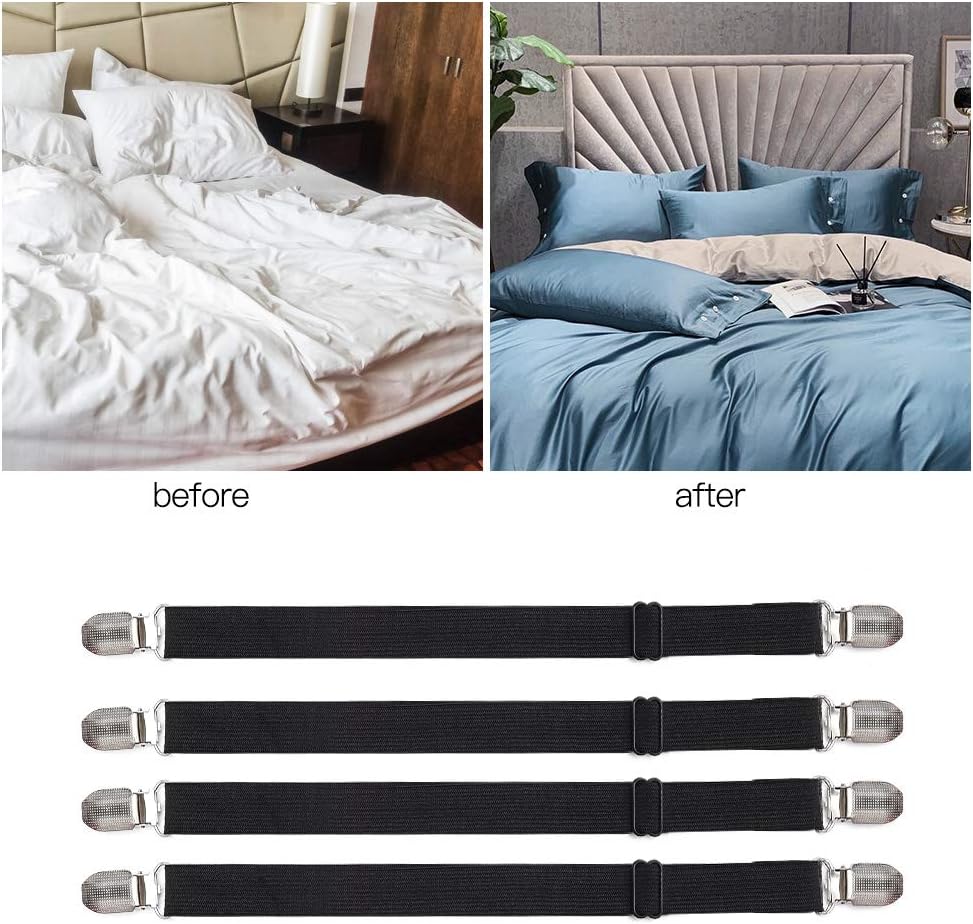 Clips ajustables para sábanas, correas de soporte y tirantes, agarre, se extienden de 21 a 80 pulgadas, bandas elásticas de estilo largo, traje