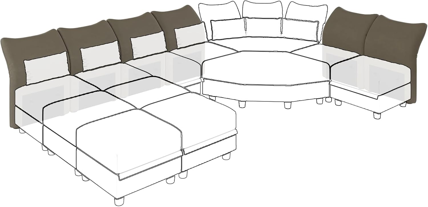 LLappuil Par modular de sofá modular con respaldo y reposabrazos laterales para sofá modular convertible, sofá modular y reposabrazos lateral,