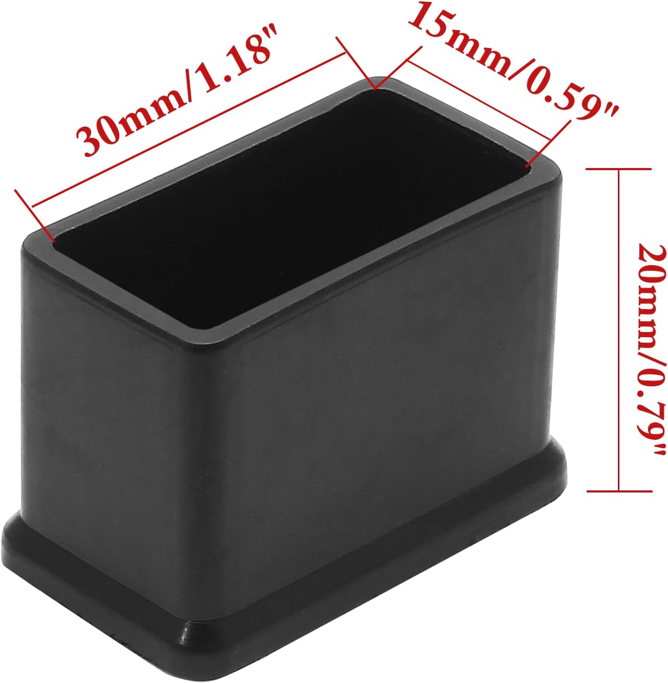 8 tapas rectangulares de goma para patas de muebles (35 pulgadas x 1-15 pulgadas), protectores de piso flexibles de vinilo para patas de silla de