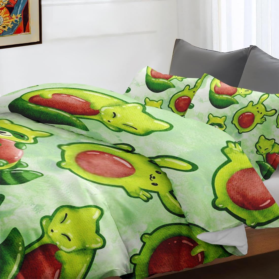 Juego de funda de edredón, juego de ropa de cama de zorro lindo Kawaii para niños y adultos, decoración de dormitorio, juego de funda de edredón de