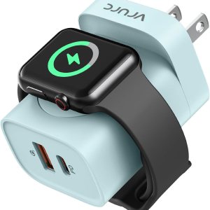 VRURC Cargador para Apple Watch, cargador 3 en 1 PD de 20 W con carga inalámbrica magnética y puertos duales, bloque de carga de pared USB C VRURC Cargador para Apple Watch, cargador 3 en 1 PD de 20 W con carga inalámbrica magnética y puertos duales, bloque de carga de pared USB C