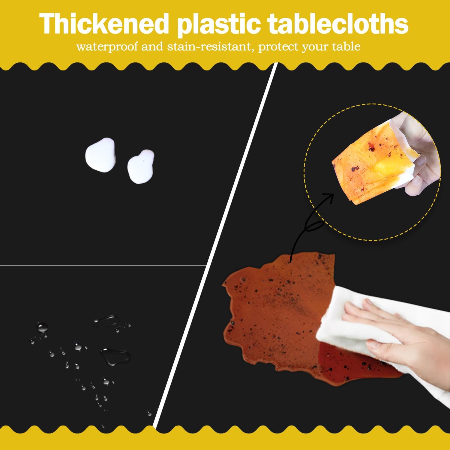 Paquete de 6 manteles de plástico desechables rectangulares de 54 x 108 pulgadas, manteles de plástico negros para fiestas