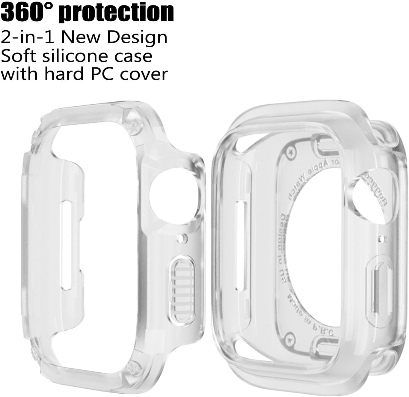 BOTOMALL Parachoques de silicona suave con cubierta de policarbonato compatible con carcasa de Apple Watch de 1.575 pulgadas, 1.614 pulgadas, Series