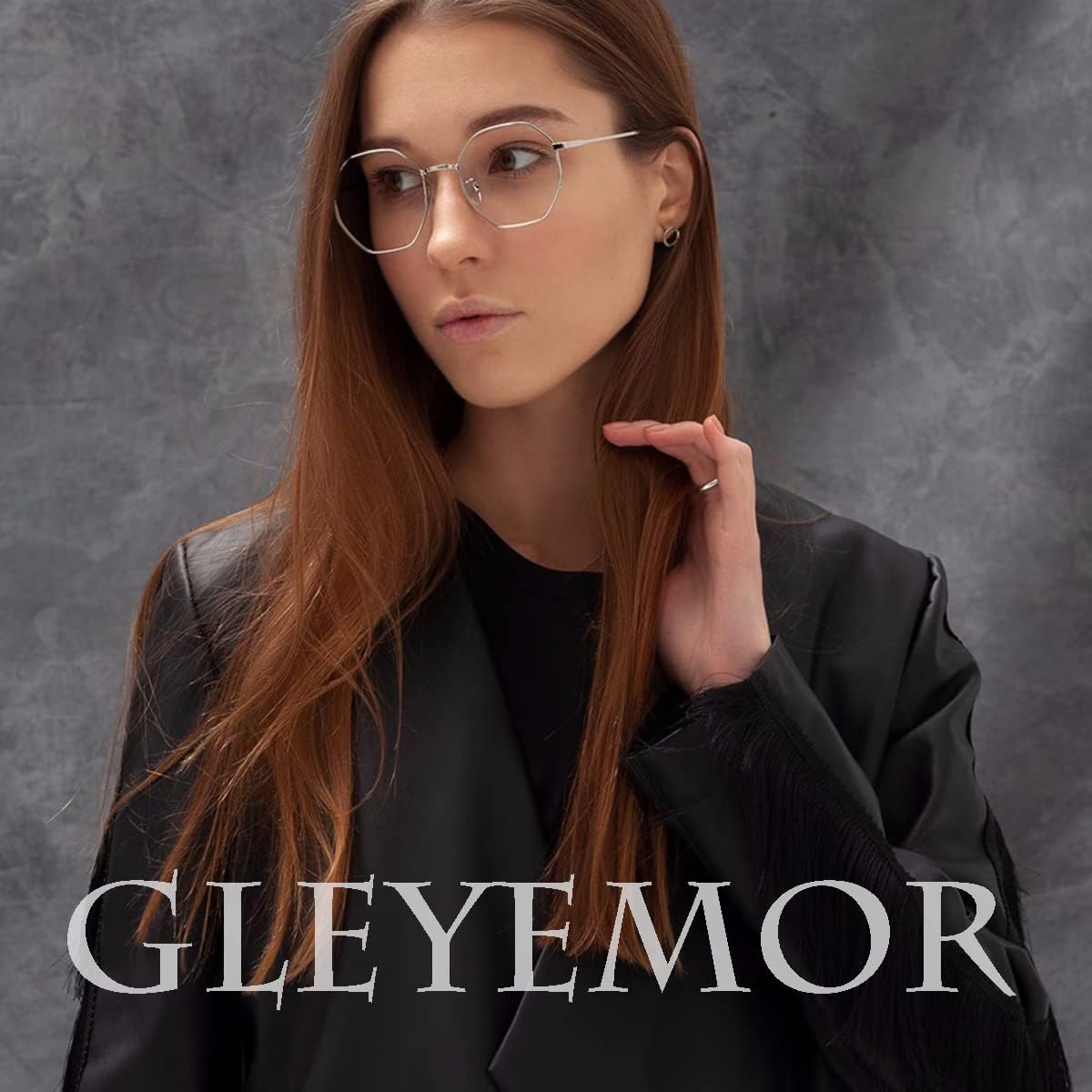 Gleyemor Gafas de luz azul para mujeres y hombres, gafas vintage octogonal con marco de metal para computadora (plateado)