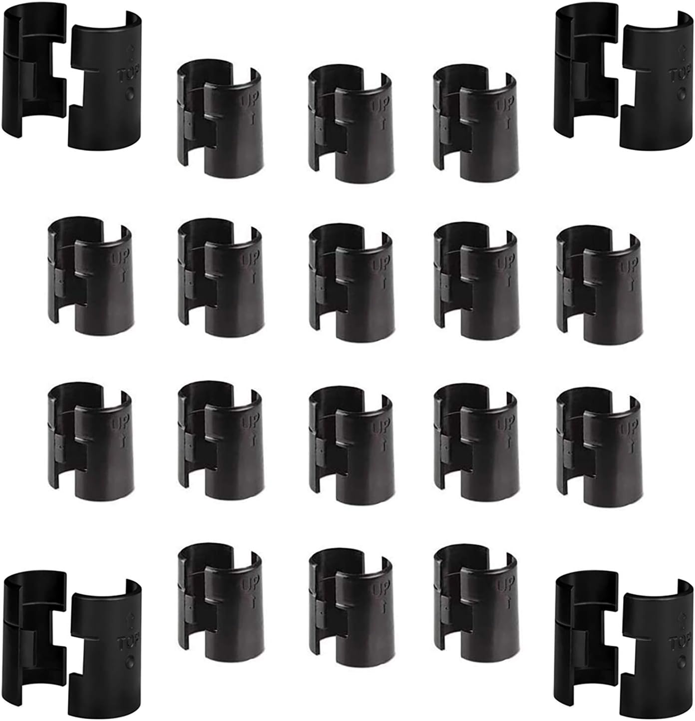 Clips para estantes de alambre, clips de bloqueo de estantes de alambre, 20 pares de 40 piezas para poste de 1 pulgada, mangas de estantería, se