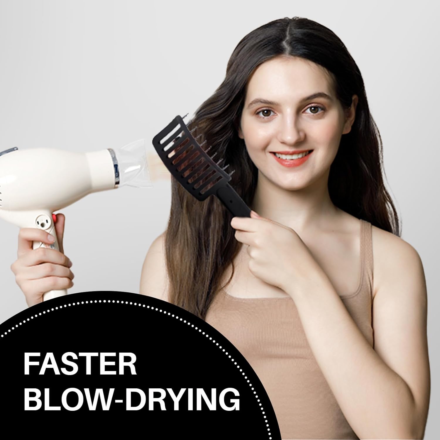 RHOS Cepillo de pelo curvado ventilado para un secado más rápido, cepillo ventilado para mujeres y hombres, cepillo de peinado con cerdas de nailon