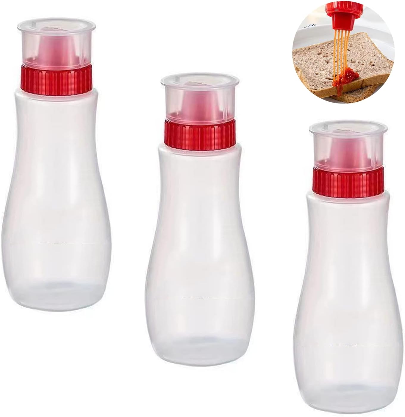 Botellas exprimibles de condimentos porosos, paquete de 3 botellas de plástico de 13 onzas, dispensadores de salsa de tomate, dispensador de jarabe
