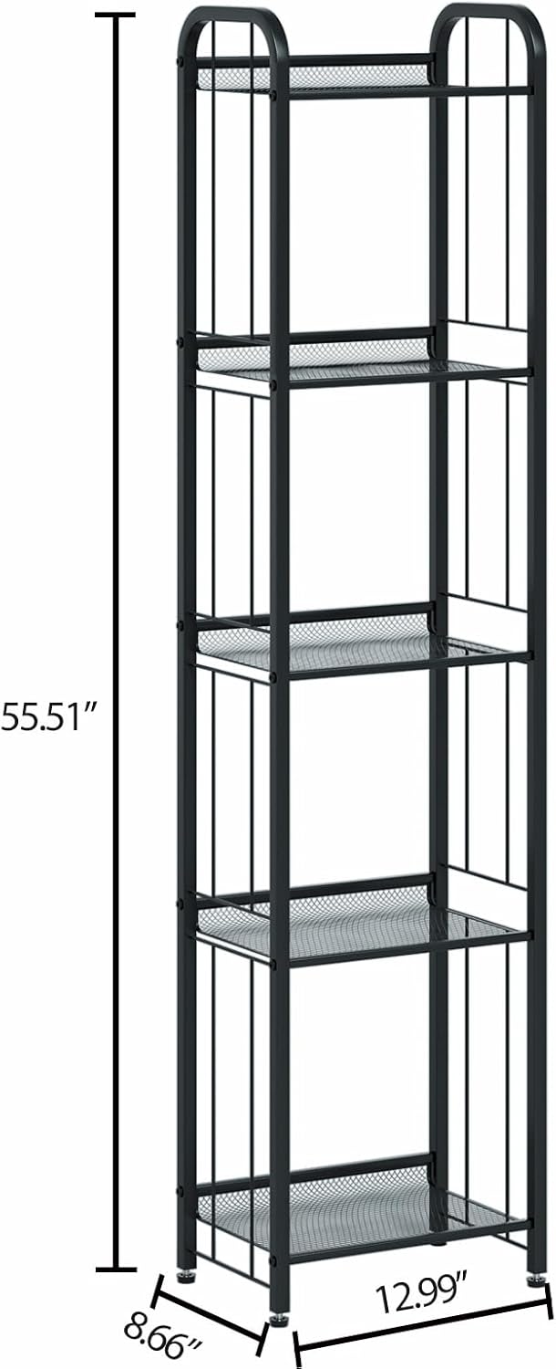Paytonture Estantería de almacenamiento independiente para sala de estar, estante de almacenamiento con estante, estantería alta y estrecha para