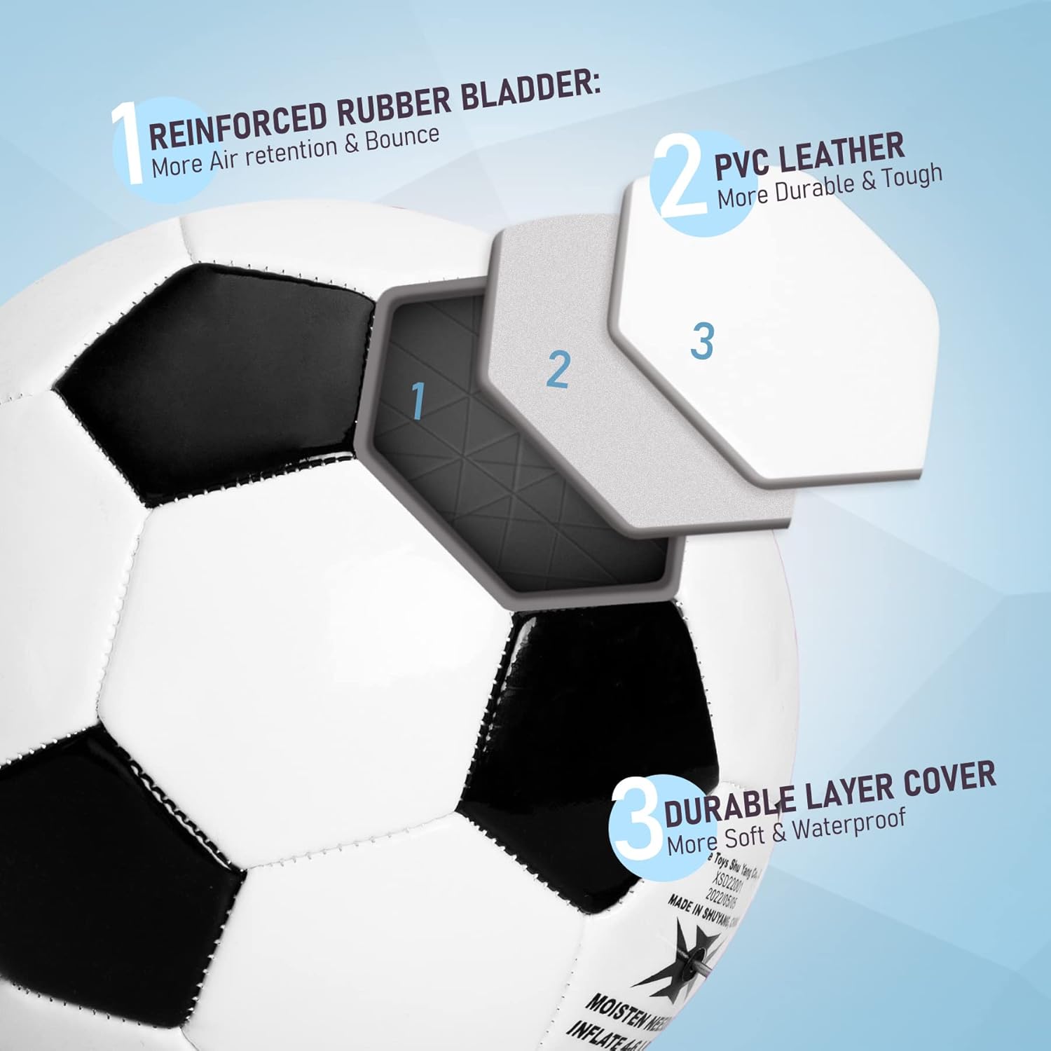 ZOOJOY Balón de fútbol clásico tamaño 3 y tamaño del artículo 3, paquete de pelota de fútbol monstruo, regalo de fútbol para niñas pequeñas con