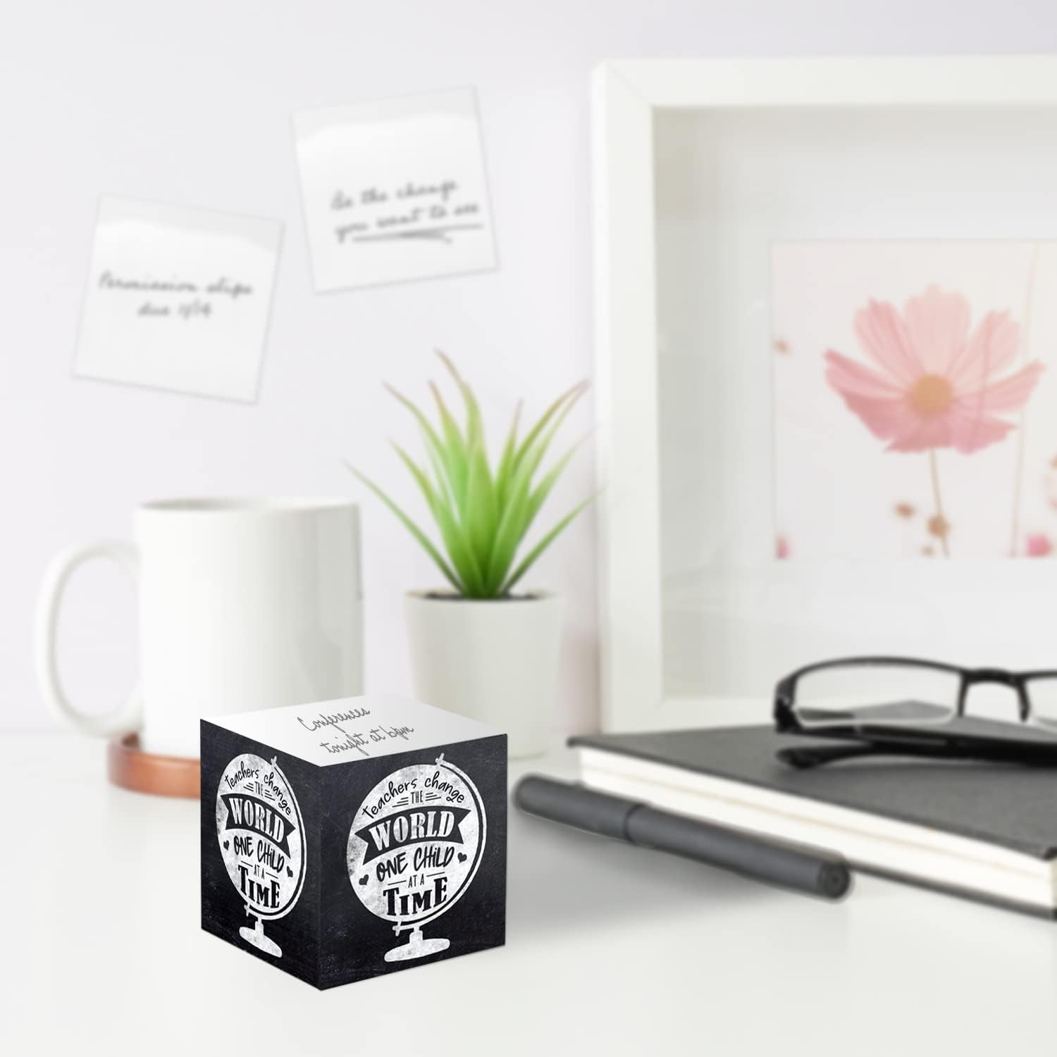 Cubo de notas adhesivas inspirador para profesores, 600 hojas, bloque de notas de 2.75 pulgadas, impreso en 4 lados, mensajes de empoderamiento para