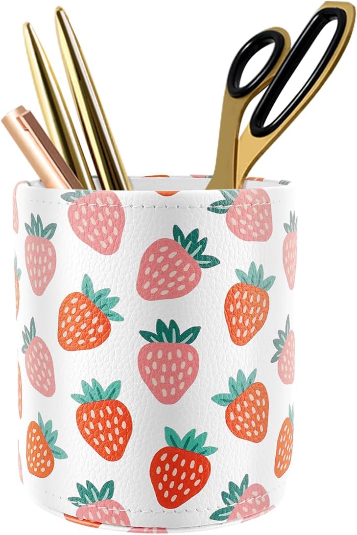 WAVEYU Soporte para bolígrafos para mujeres y niñas, taza de lápices, decoración de escritorio rosa, soporte para brochas de maquillaje, soporte