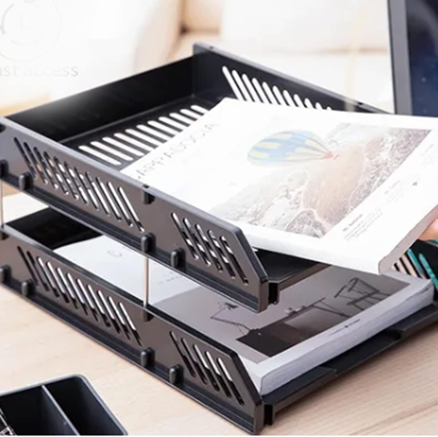 Organizadores de archivos de escritorio, bandeja de papel para cartas de gran capacidad para oficina