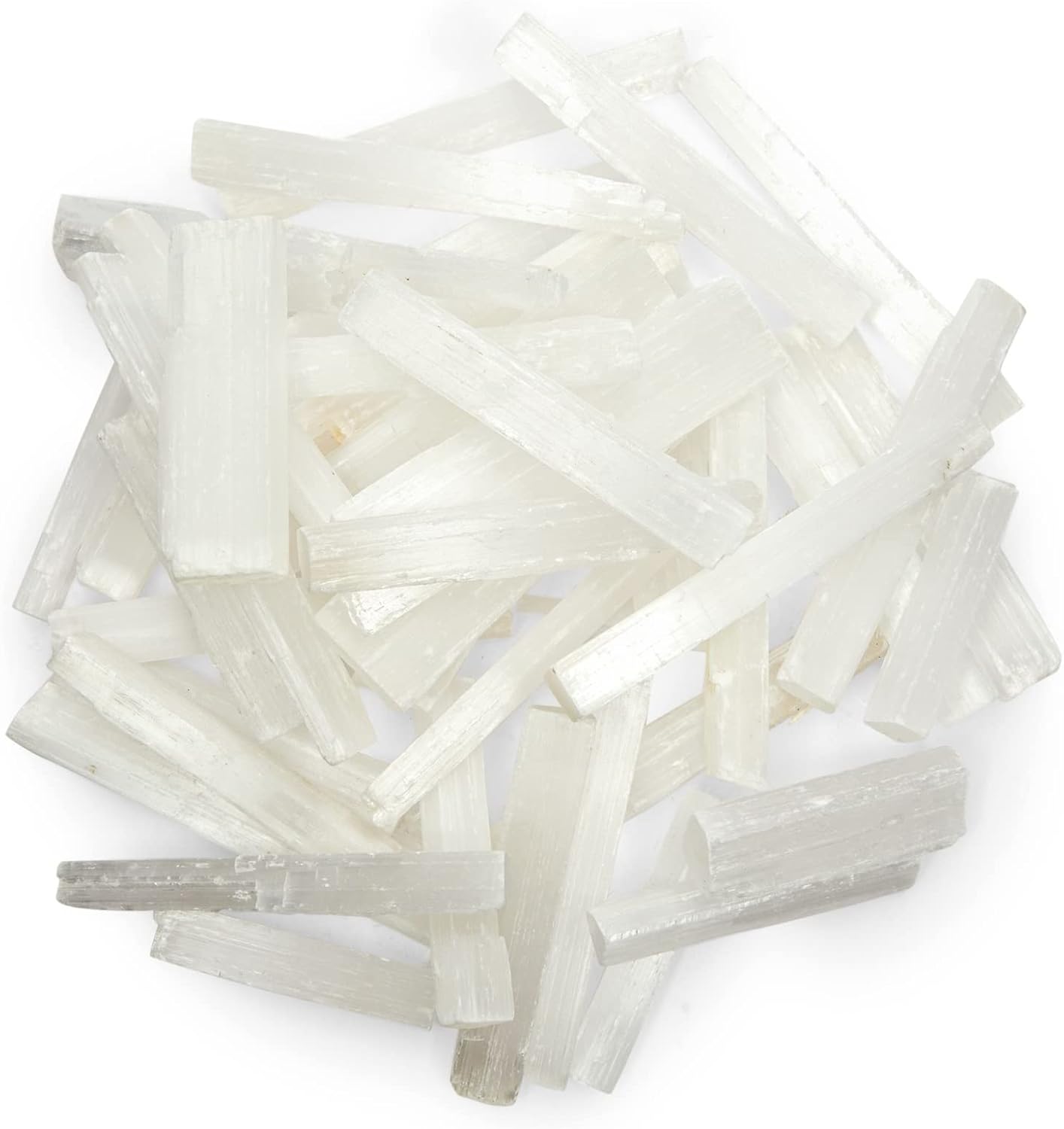 Wellbrite Varitas de selenita a granel, cristales curativos grandes para meditación (3-5 pulgadas, 3 libras)
