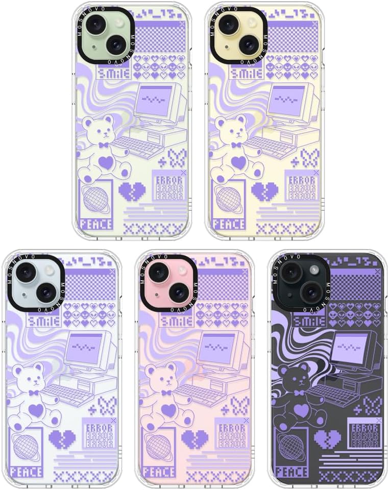 MOSNOVO Buffertech – Funda compatible con iPhone 15, impacto de caída de 6.6 pies, tecnología antidesprendimiento, TPU transparente, a prueba de