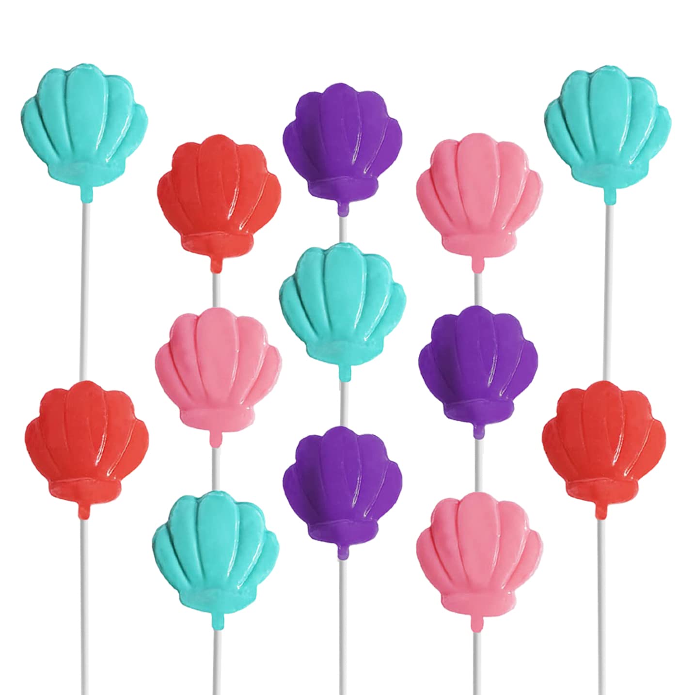 Fruidles Paletas de conchas marinas con temática de sirena, recuerdos de fiesta para tu fiesta de cumpleaños, ventosas envueltas individualmente