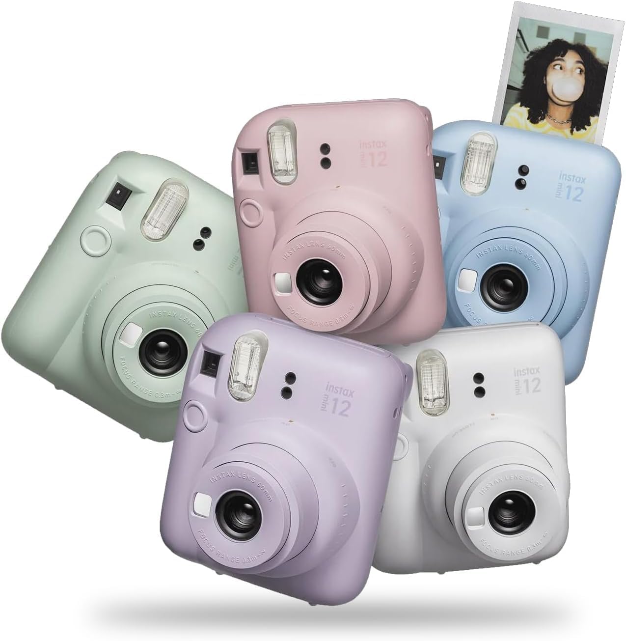 Fujifilm Instax Mini 12 – Cámara instantánea verde menta + paquete de accesorios MiniMate y funda personalizada compatible + película Fuji Instax