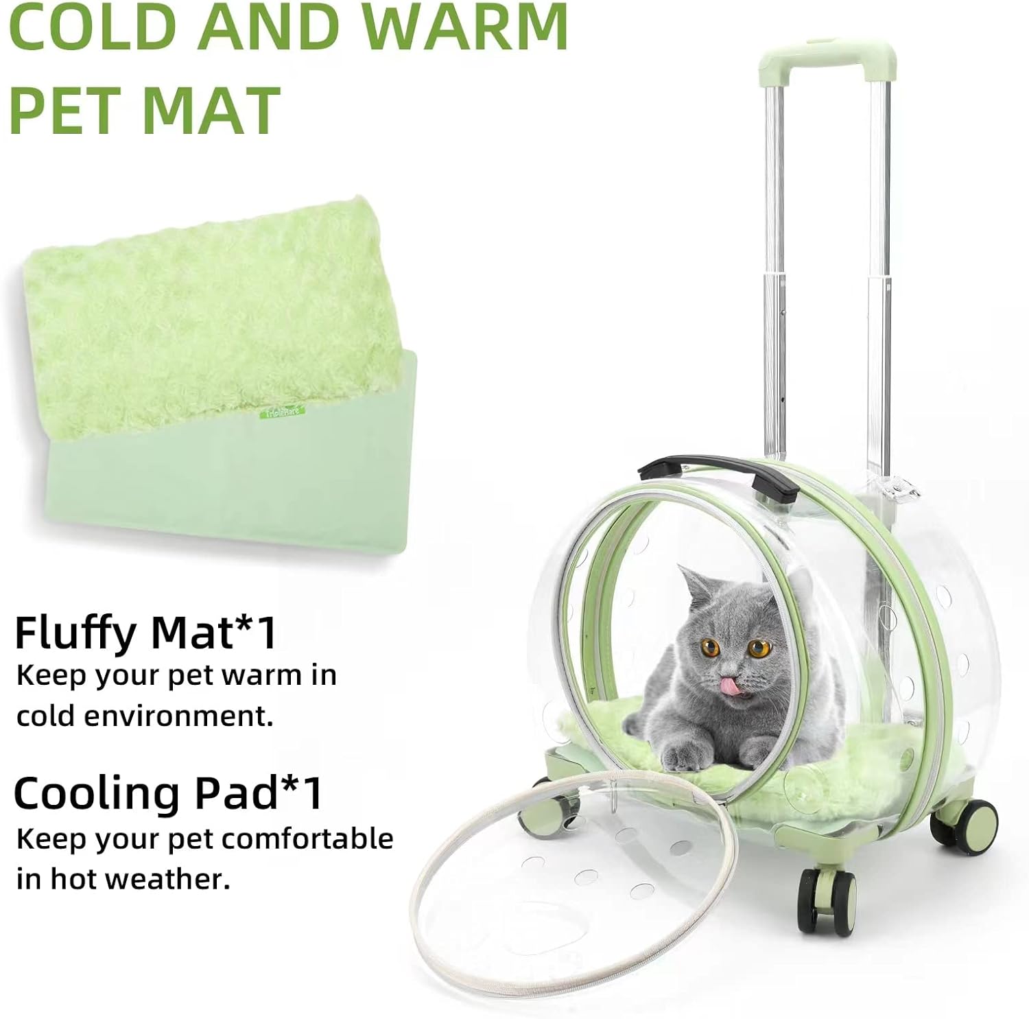 TripleHare Mochila transportadora de mascotas transparente y totalmente transpirable con ruedas para perros, gatos, loros o conejos, múltiples