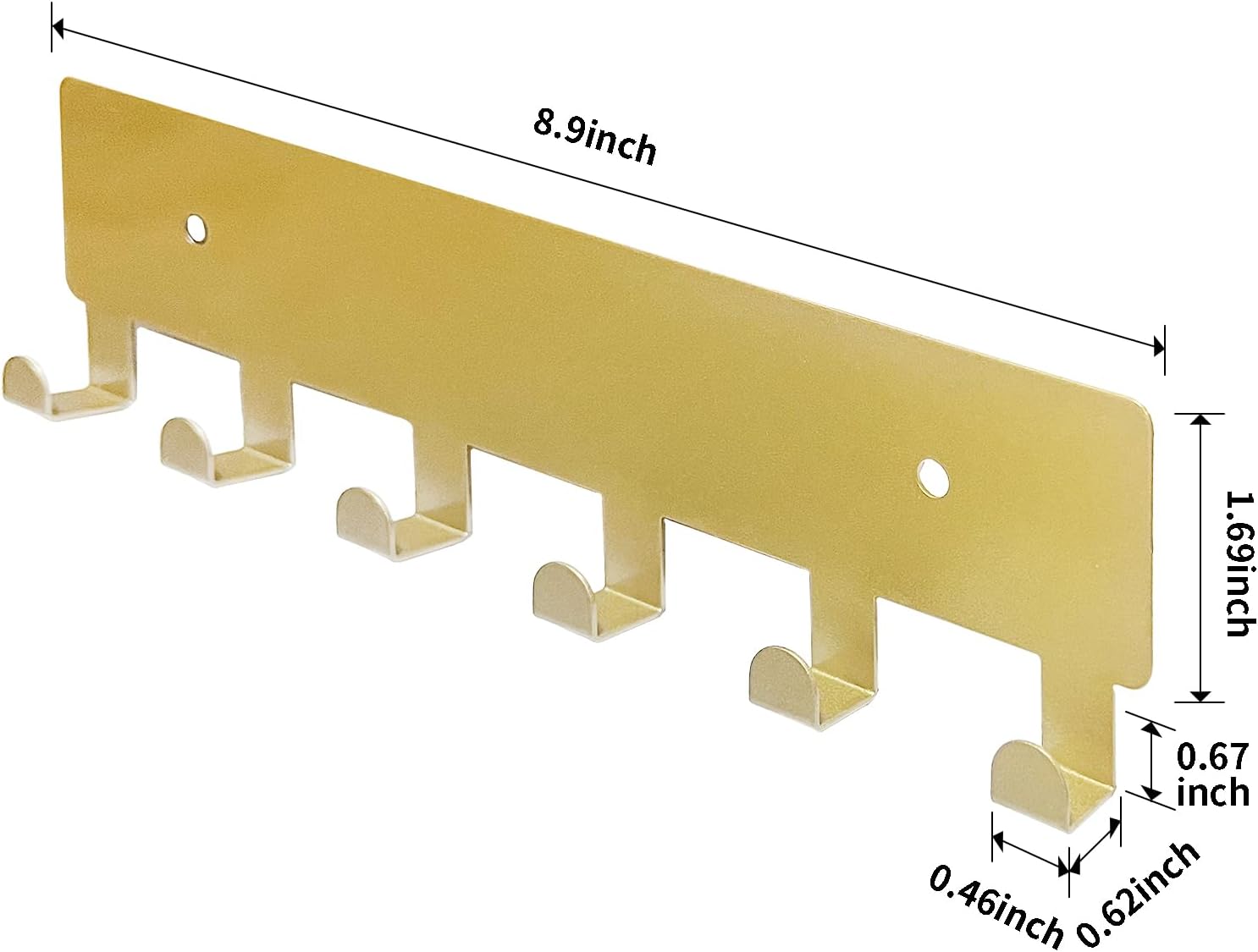 GTK Soporte para llaves de pared, ganchos para llaves con 6 ganchos, soporte para llaves montado en la pared para pasillo, estante autoadhesivo para