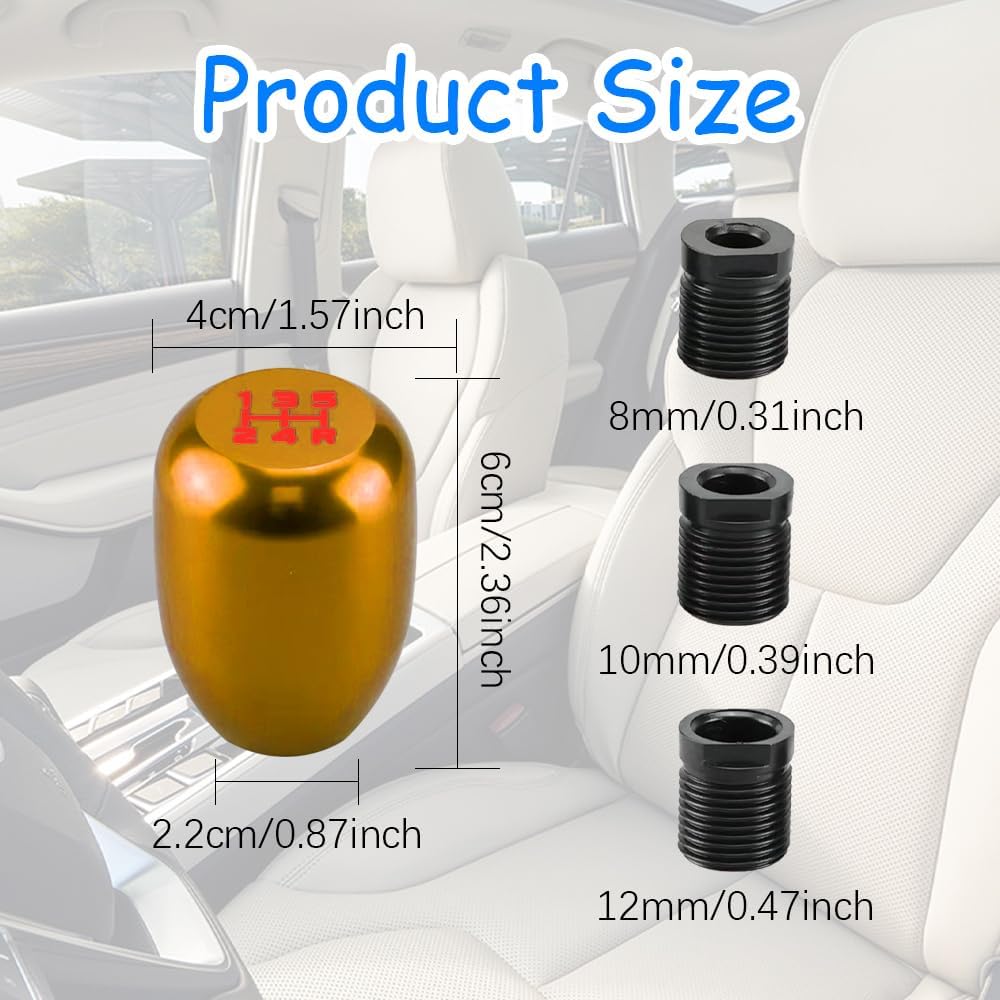Pomo de palanca de cambios para automóvil, perilla de cambio de transmisión manual, palanca de cambios para automóvil con adaptadores, perilla de