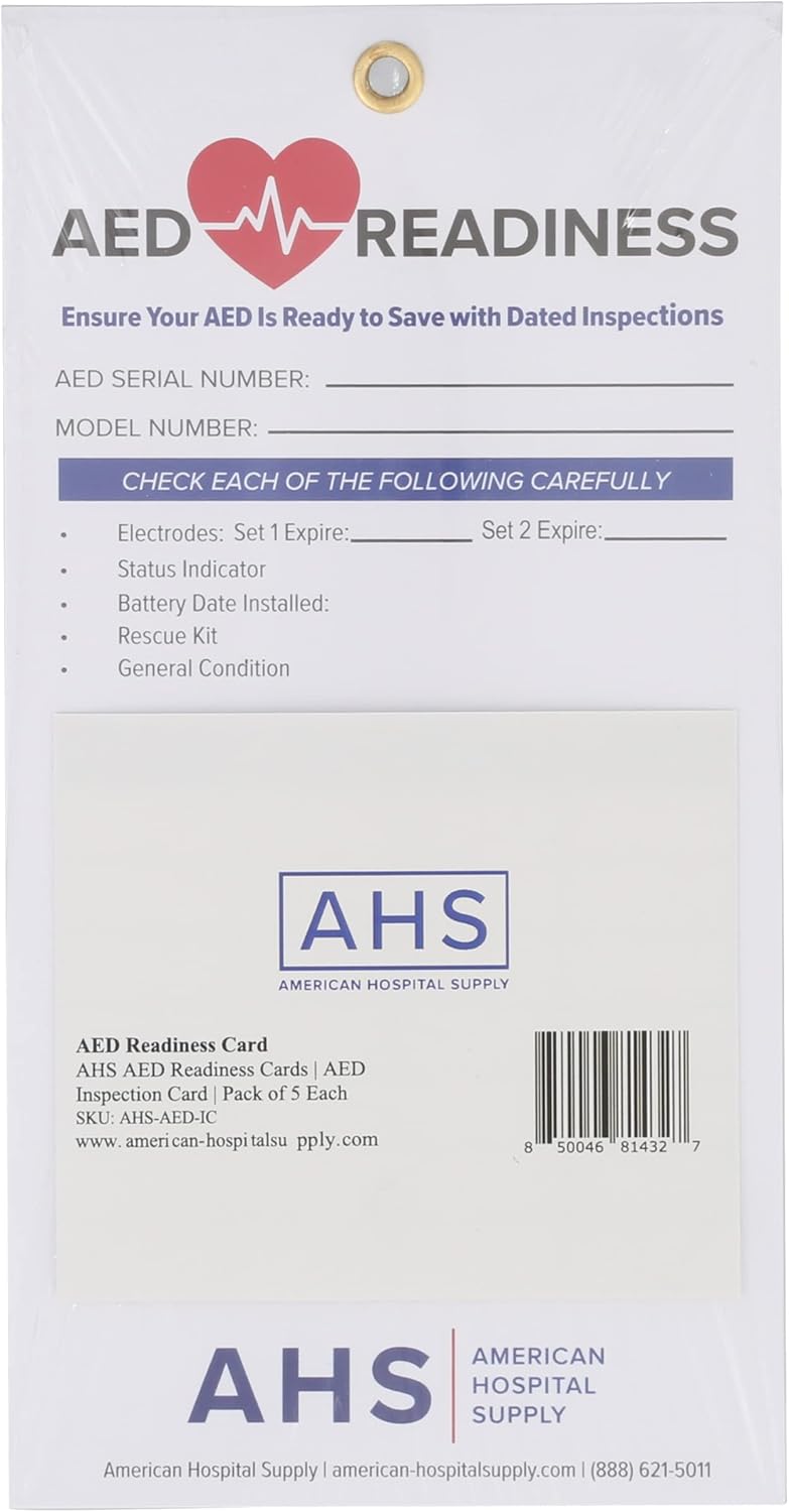 American Hospital Supply Tarjetas de preparación para AED Paquete de 15 tarjetas cada una – Tarjeta de inspección AED para crear listas de