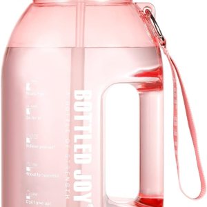 JIMACRO Botella de agua 2 en 1 con popote y tapa para beber, botella de agua deportiva BOTTLED JOY de 2.5 litros con marcas de tiempo y boca ancha, JIMACRO Botella de agua 2 en 1 con popote y tapa para beber, botella de agua deportiva BOTTLED JOY de 2.5 litros con marcas de tiempo y boca ancha,